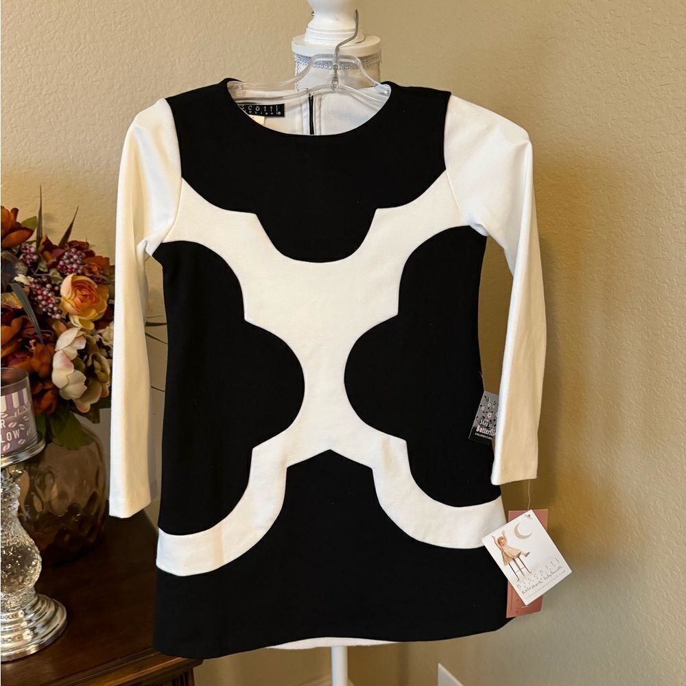 NWT Boutique Biscotti Black & White Dress Girls 5
